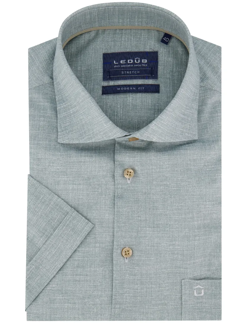Ledub modern fit overhemd groen effen