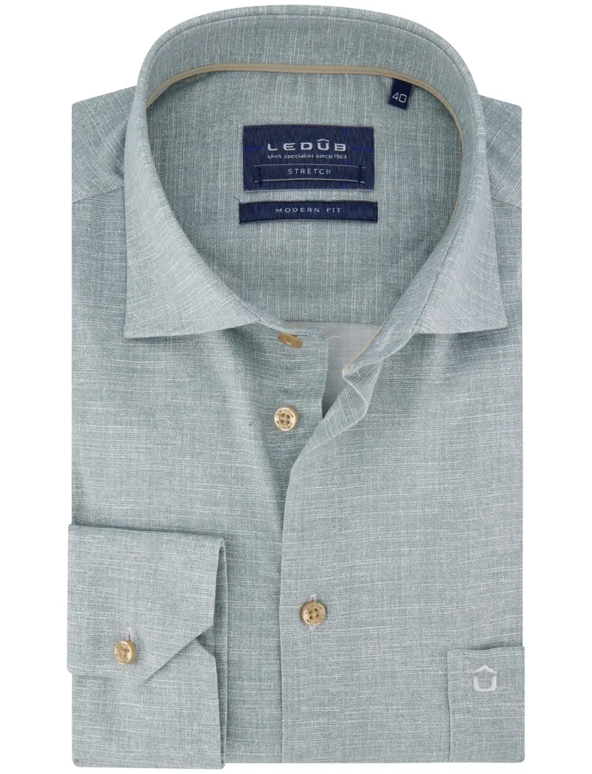 Groen mouwlengte 7 overhemd Ledub modern fit
