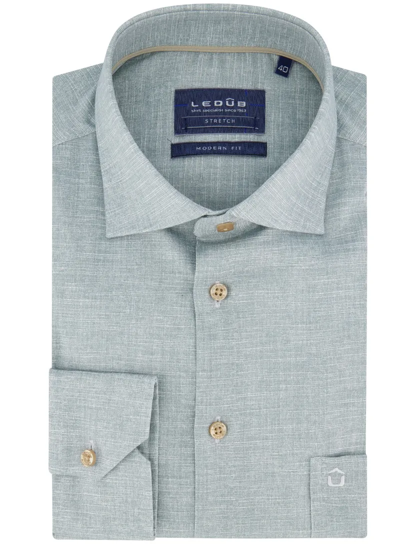 Groen mouwlengte 7 overhemd Ledub modern fit