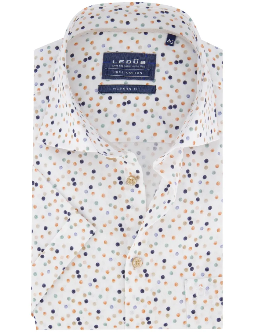 Ledub modern fit overhemd wit geprint