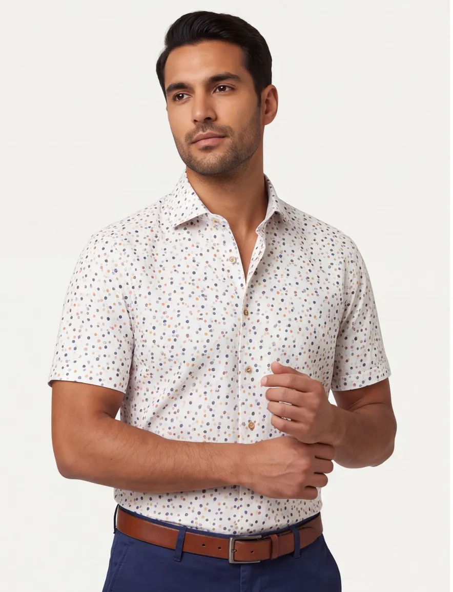 Ledub modern fit overhemd wit patroon