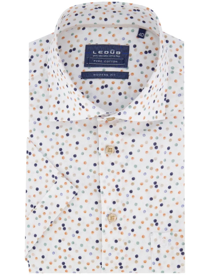 Ledub modern fit overhemd wit geprint