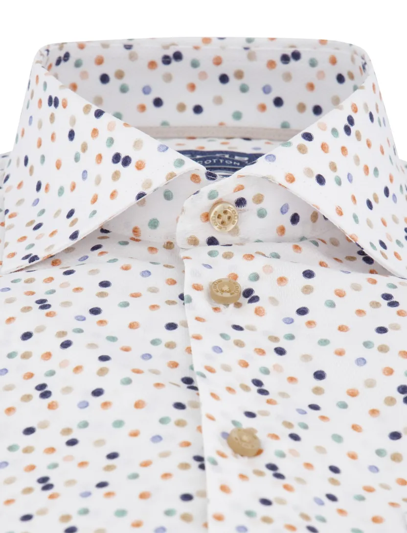 Ledub modern fit overhemd wit geprint
