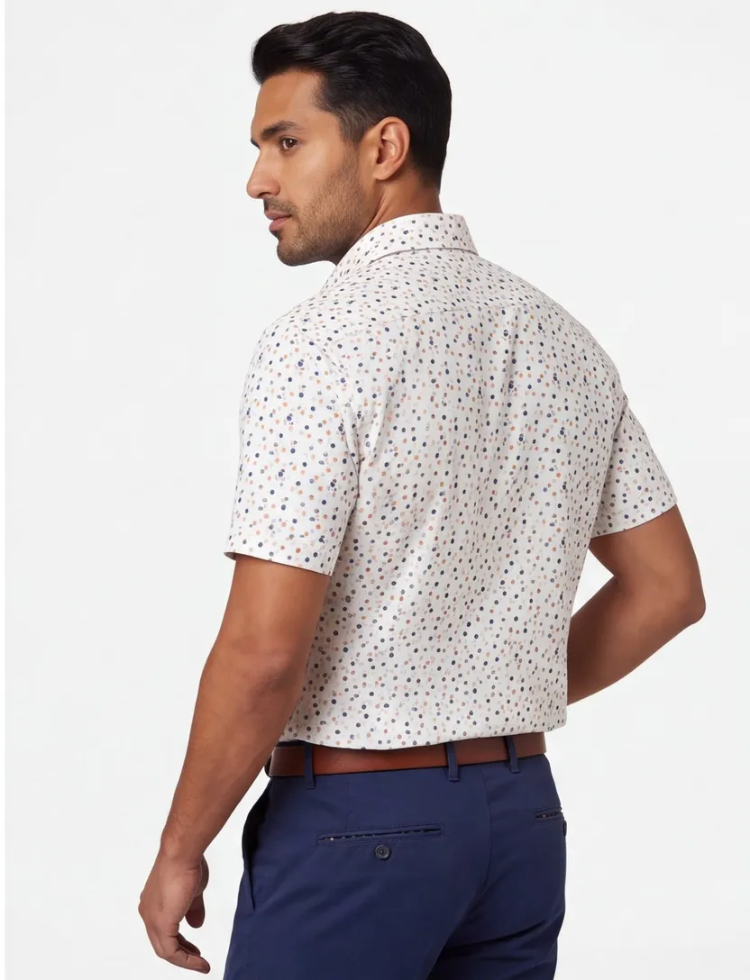 Ledub modern fit overhemd wit geprint