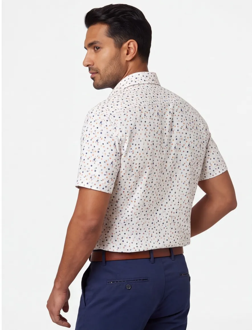 Ledub modern fit overhemd wit patroon