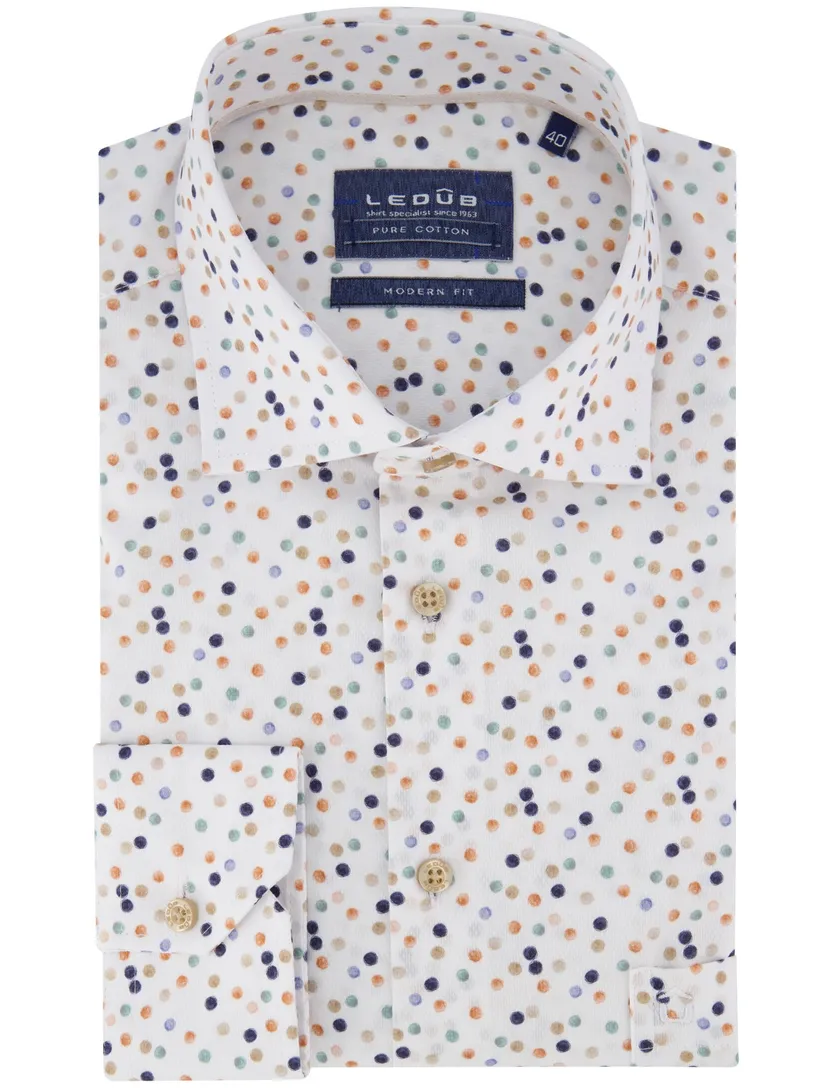 Mouwlenge 7 overhemd Ledub printje wide collar