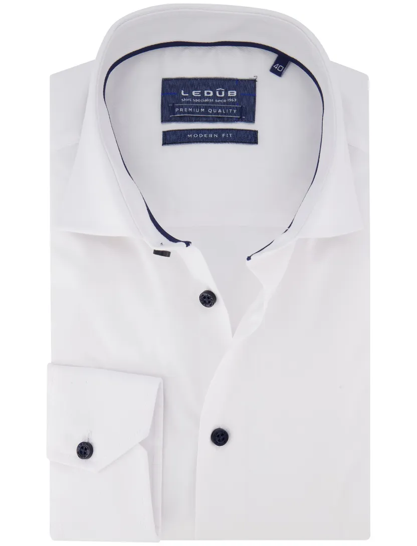Ledub overhemd katoen modern fit wit