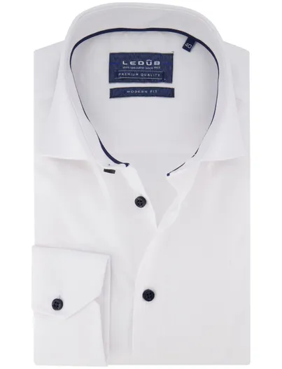 Ledub Ledub overhemd wit katoen modern fit