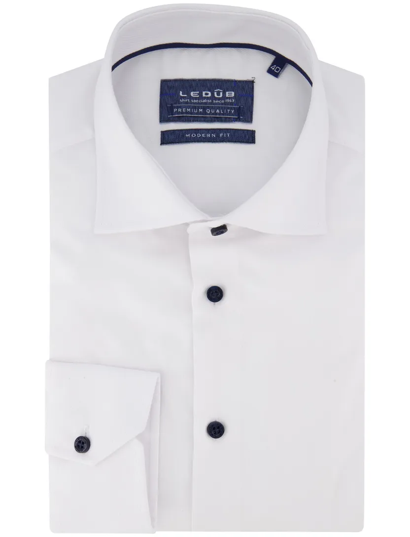 Ledub overhemd katoen modern fit wit