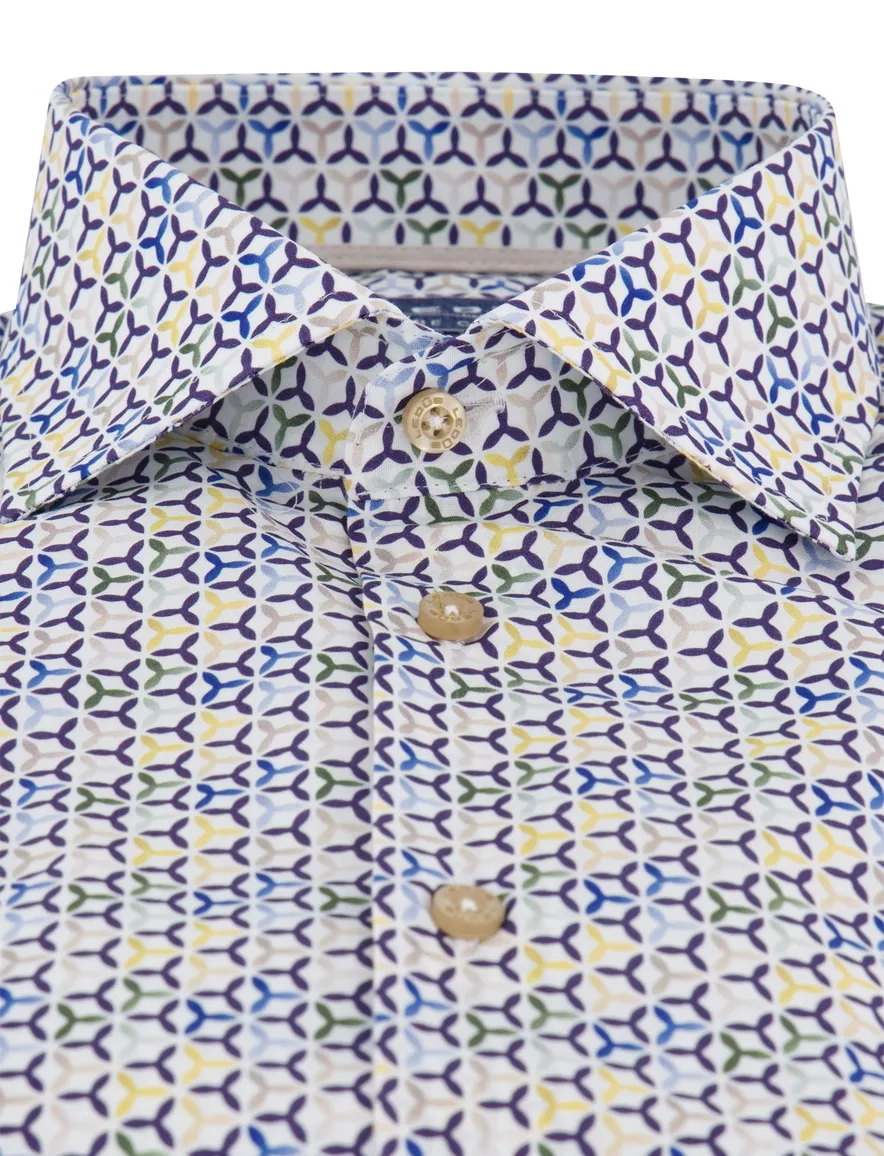 Ledub modern fit overhemd blauw patroon