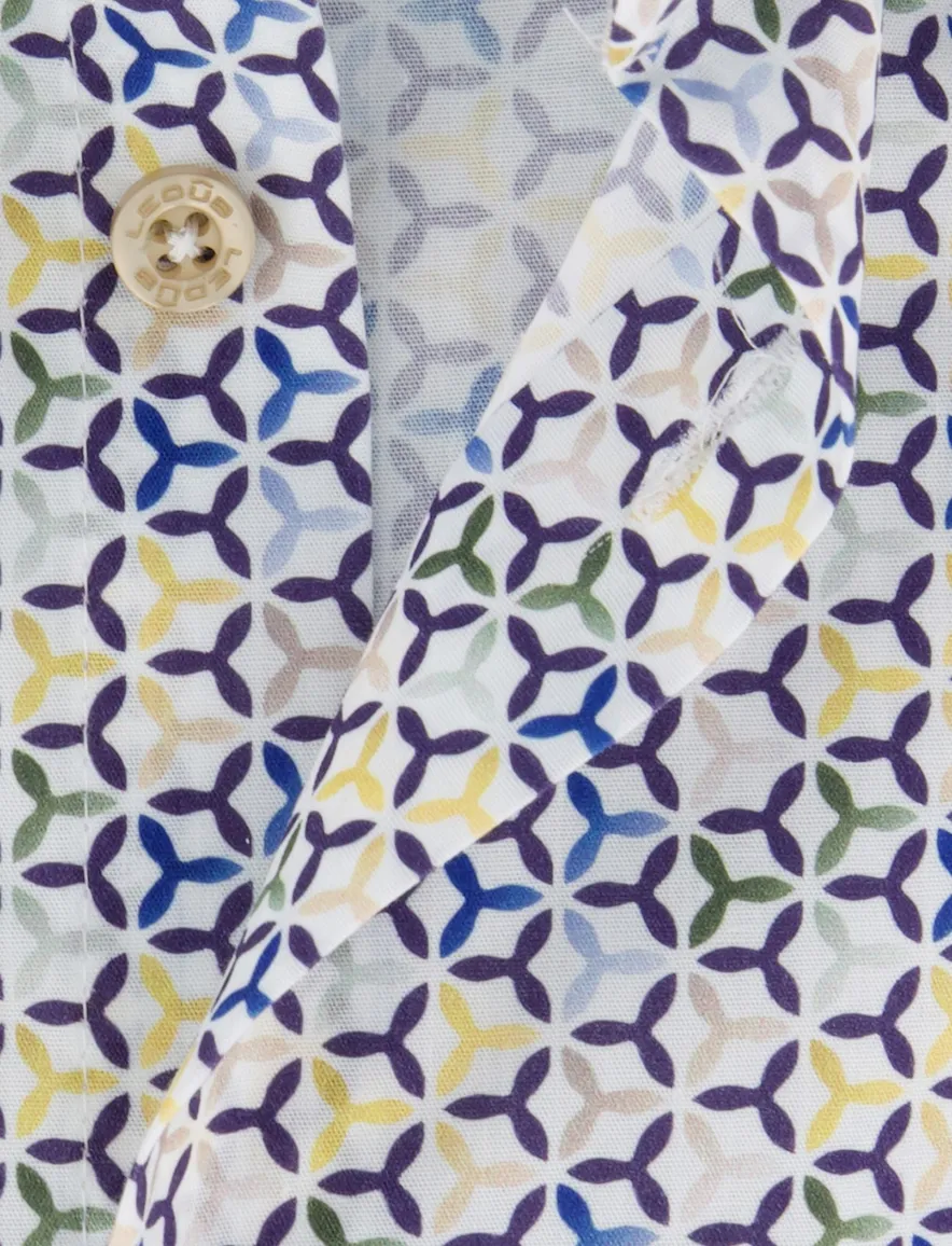 Ledub modern fit overhemd blauw patroon