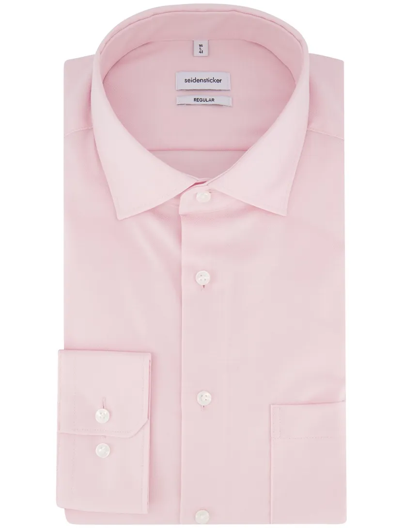 Overhemd Seidensticker Regular Roze effen katoen