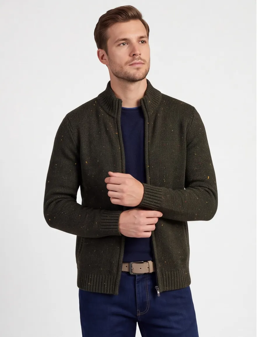 Vest New Zealand groen 24KN401-DARK MOCCA