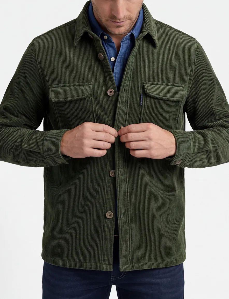 A Fish Named Fred overshirt groen corduroy