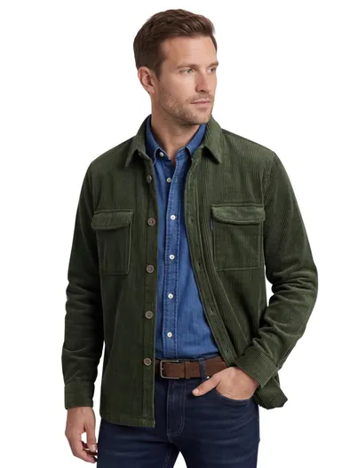 A Fish Named Fred A Fish Named Fred overshirt groen rib effen slim fit
