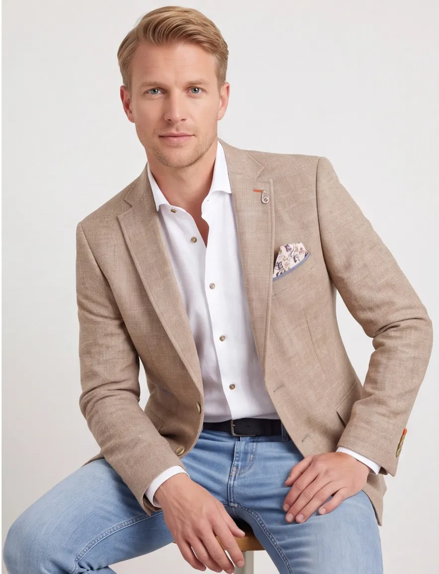 A Fish Named Fred colbert beige gemeleerd slim fit