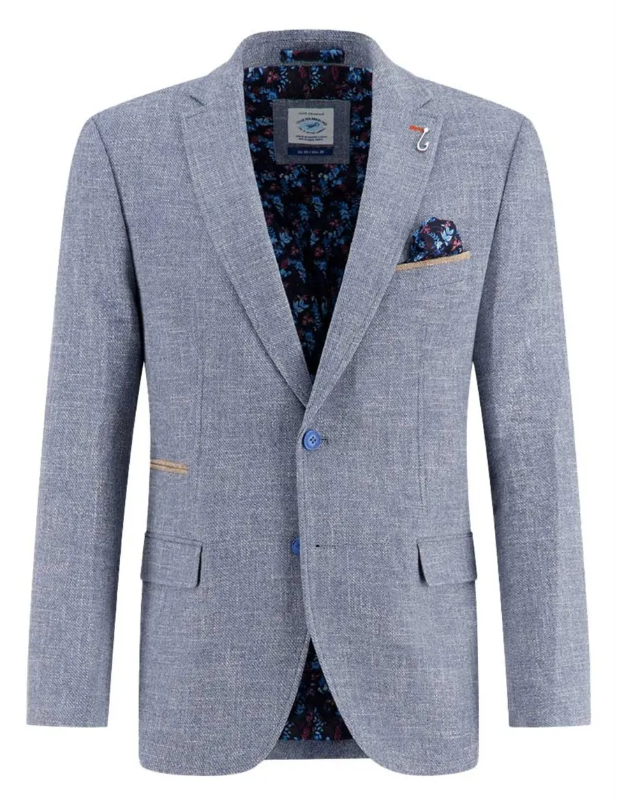 A Fish Named Fred colbert blauw gemeleerd slim fit