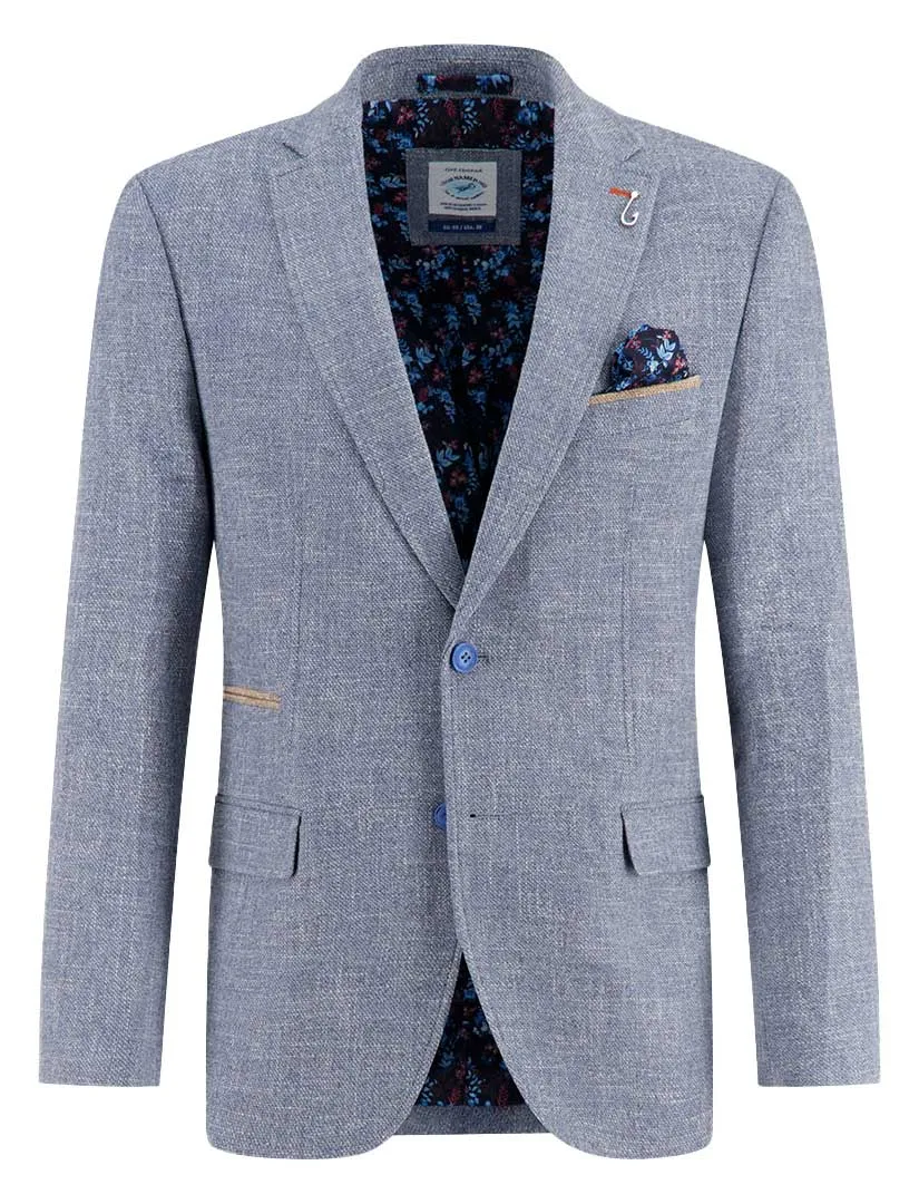A Fish Named Fred gemeleerd colbert blauw slim fit