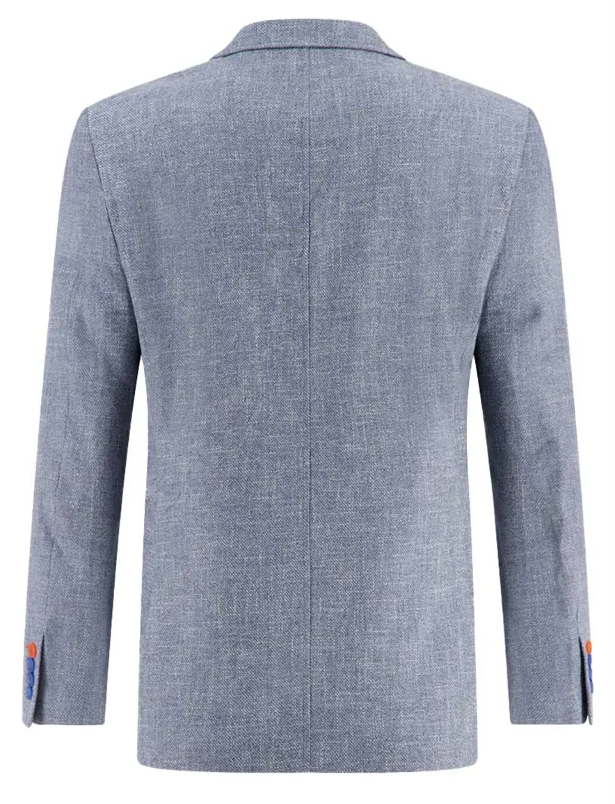 A Fish Named Fred colbert blauw gemeleerd slim fit