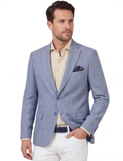 A Fish Named Fred A Fish Named Fred colbert blauw gemeleerd slim fit