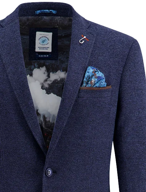 A Fish Named Fred colbert donkerblauw effen slim fit