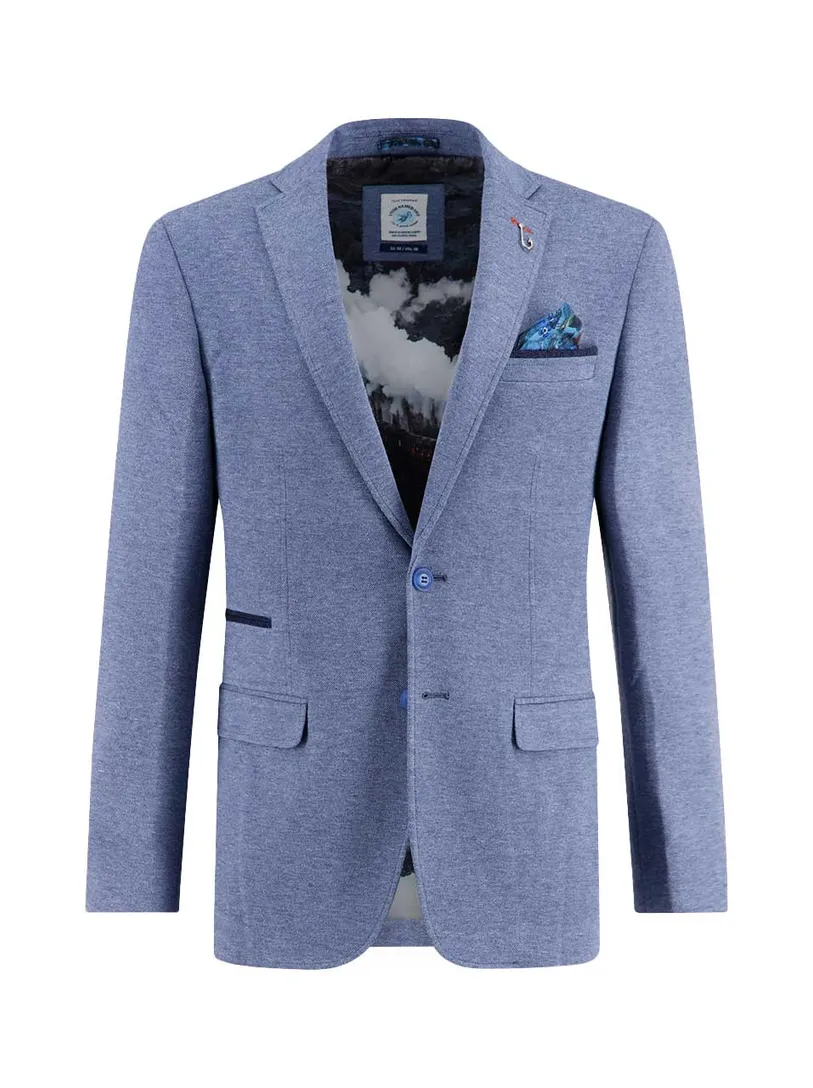 A Fish Named Fred colbert gemeleerd blauw slim fit