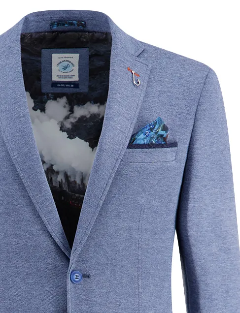 A Fish Named Fred colbert gemeleerd blauw slim fit