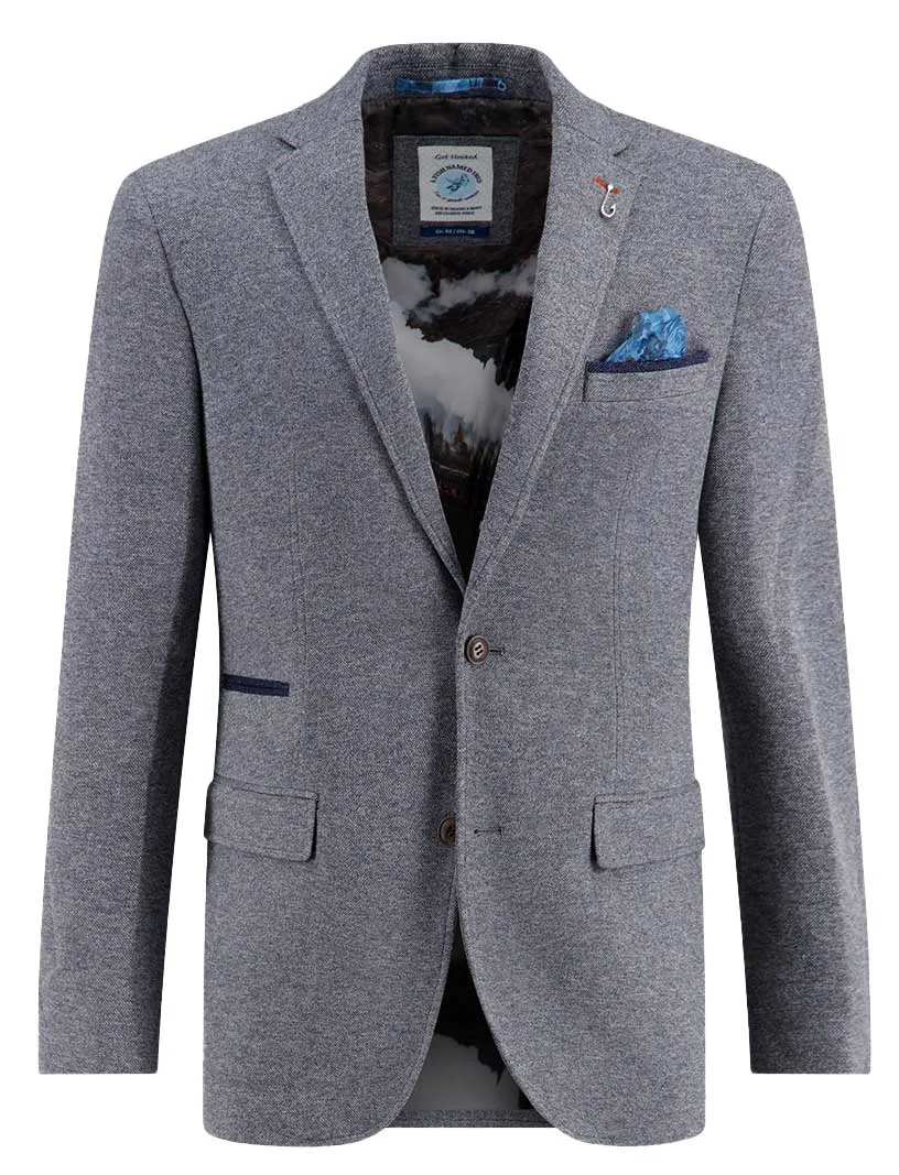 A Fish Named Fred colbert gemeleerd blauw slim fit