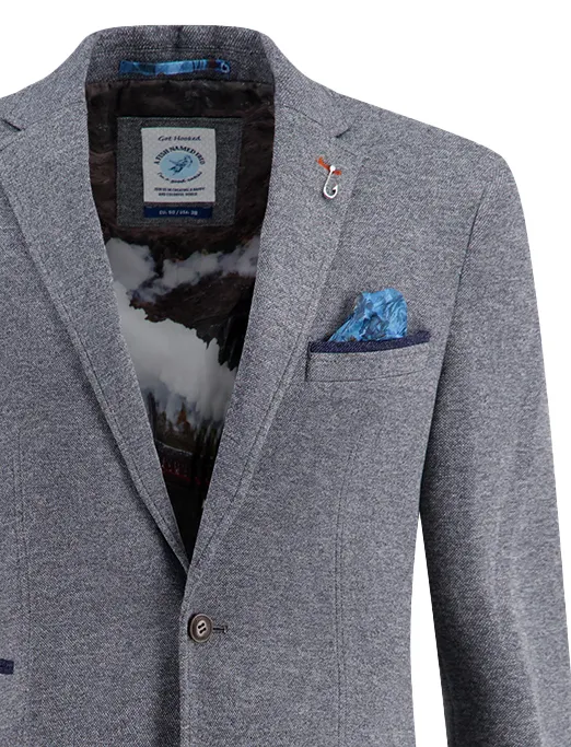 A Fish Named Fred colbert gemeleerd blauw slim fit