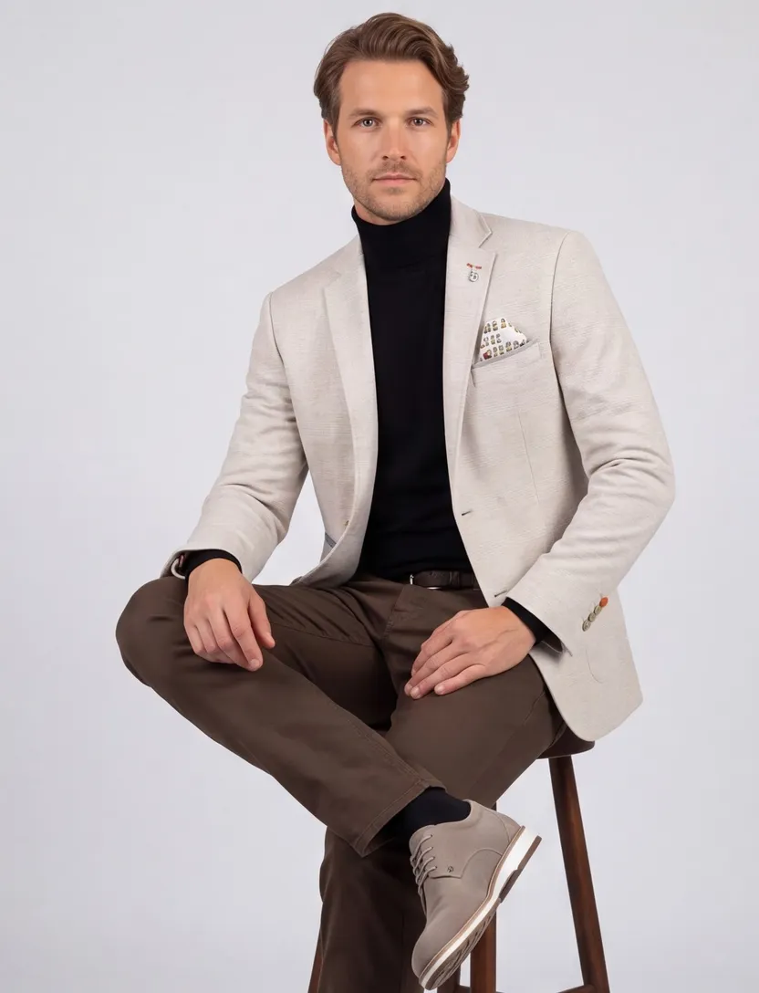A Fish Named Fred colberts beige effen slim fit