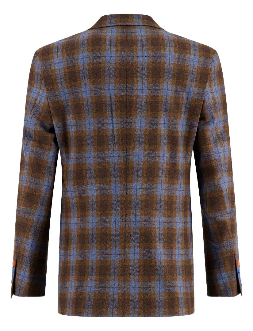 wollen A Fish Named Fred colbert bruin geruit slim fit
