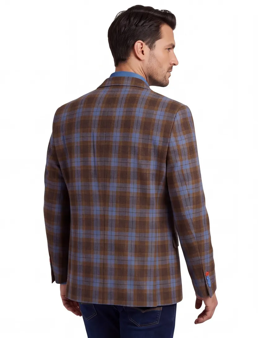 wollen A Fish Named Fred colbert bruin geruit slim fit