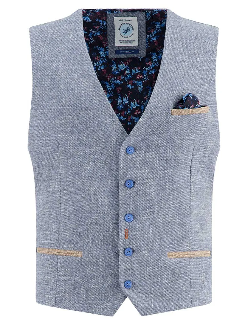 A Fish Named Fred gemeleerd gilet blauw normale fit