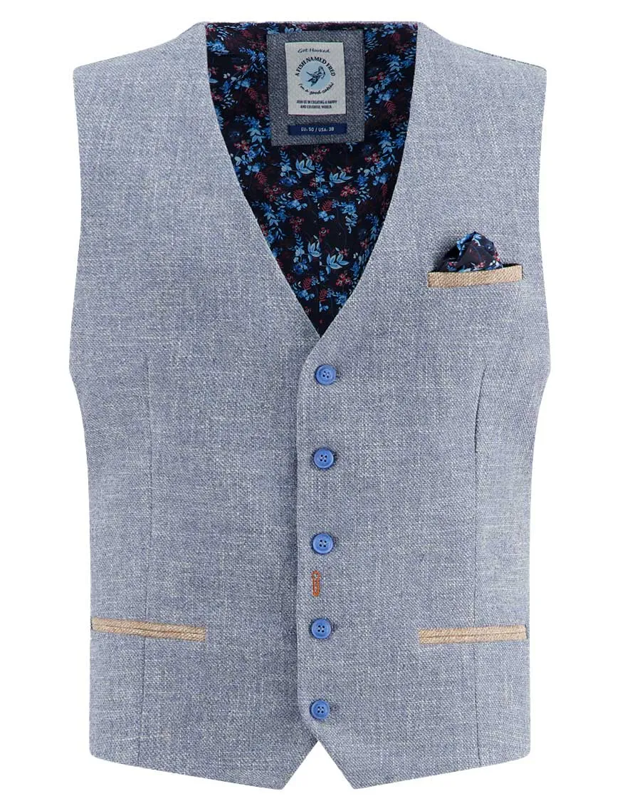 A Fish Named Fred gilet blauw gemeleerd normale fit