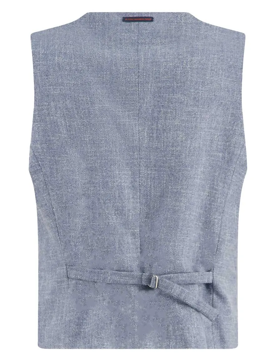 A Fish Named Fred gilet blauw gemeleerd normale fit