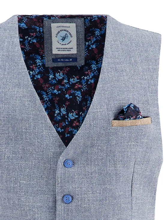 A Fish Named Fred gilet blauw gemeleerd normale fit