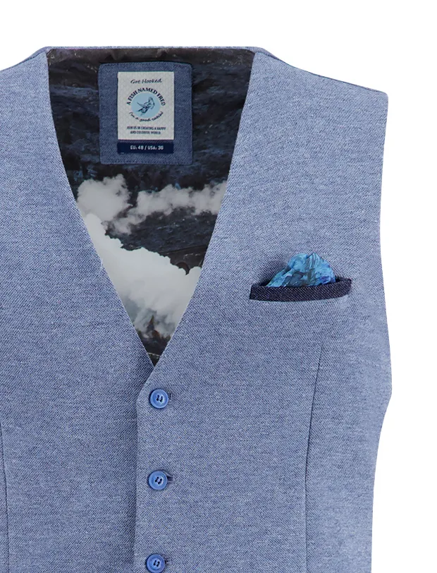 A Fish Named Fred gilets blauw gemeleerd normale fit