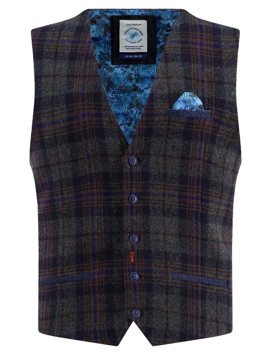 A Fish Named Fred gilet blauw geruit