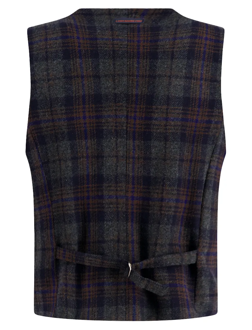 A Fish Named Fred gilet donkerblauw geruit