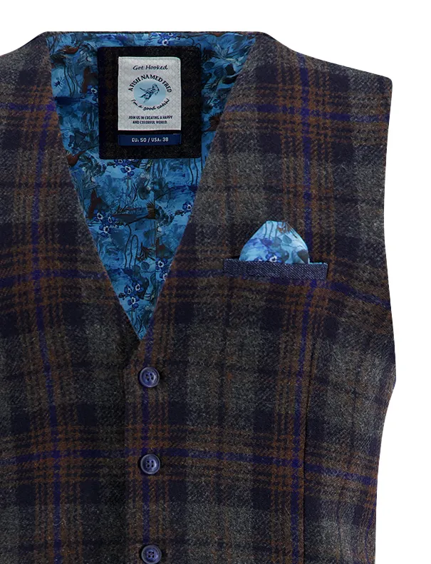 A Fish Named Fred gilet blauw geruit