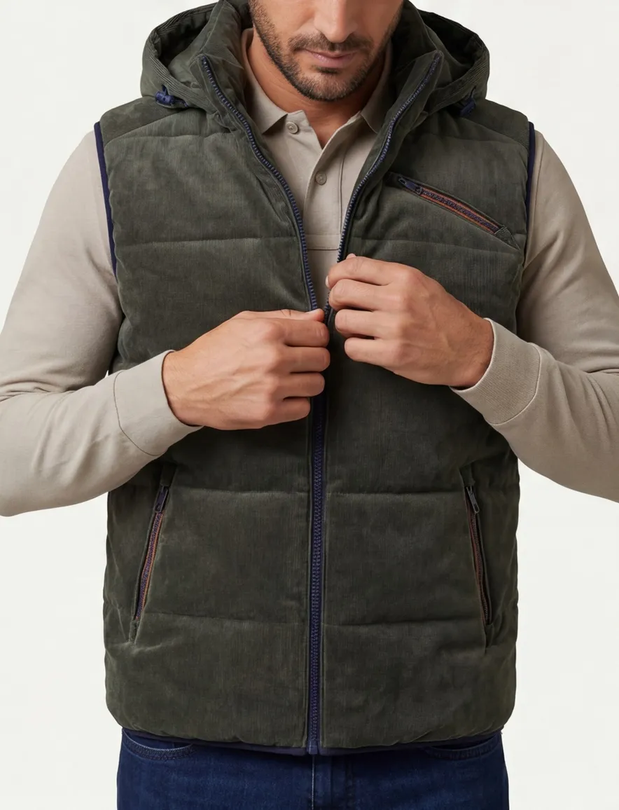 A Fish Named Fred bodywarmer groen effen slim fit