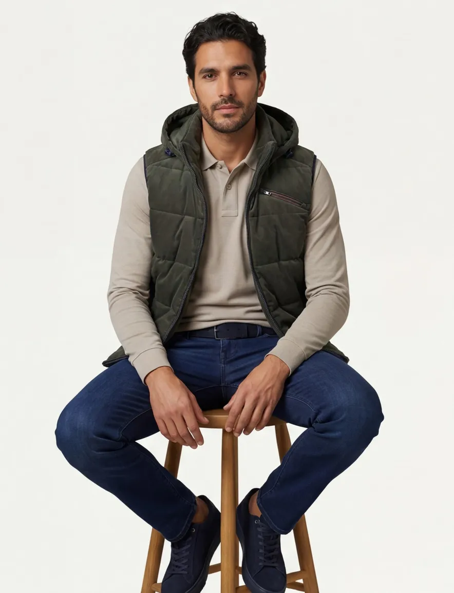 A Fish Named Fred bodywarmer groen effen slim fit