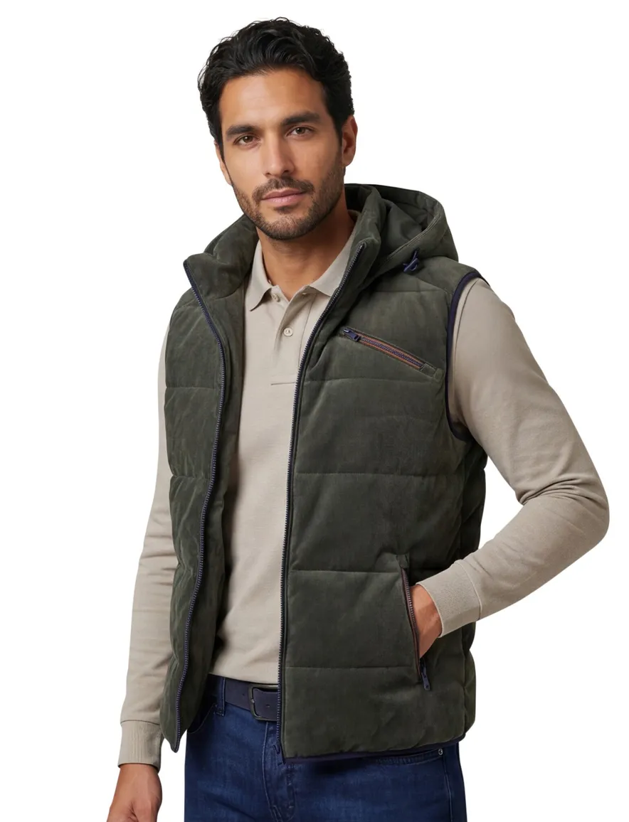 A Fish Named Fred bodywarmer groen effen slim fit