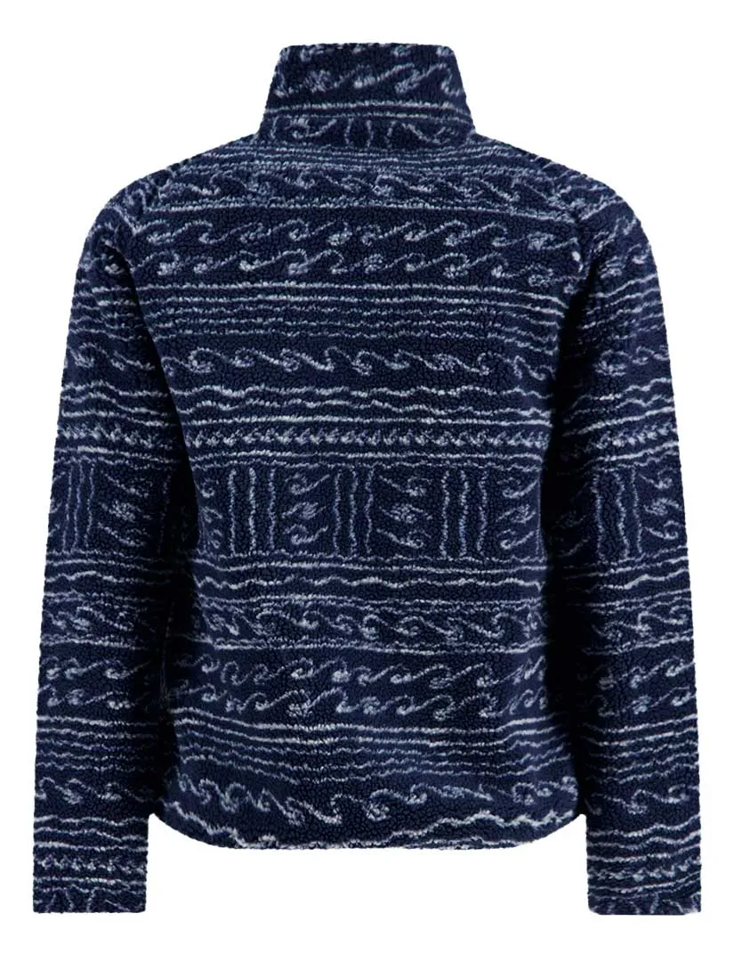 A Fish Named Fred fleece jas donkerblauw geprint