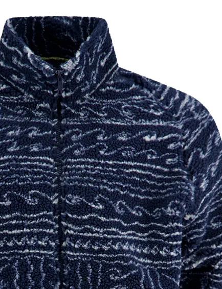 A Fish Named Fred fleece jas donkerblauw geprint