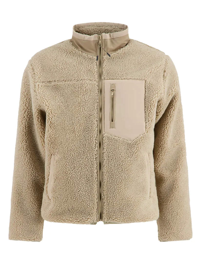 A Fish Named Fred tussenjas beige effen slim fit borstzak