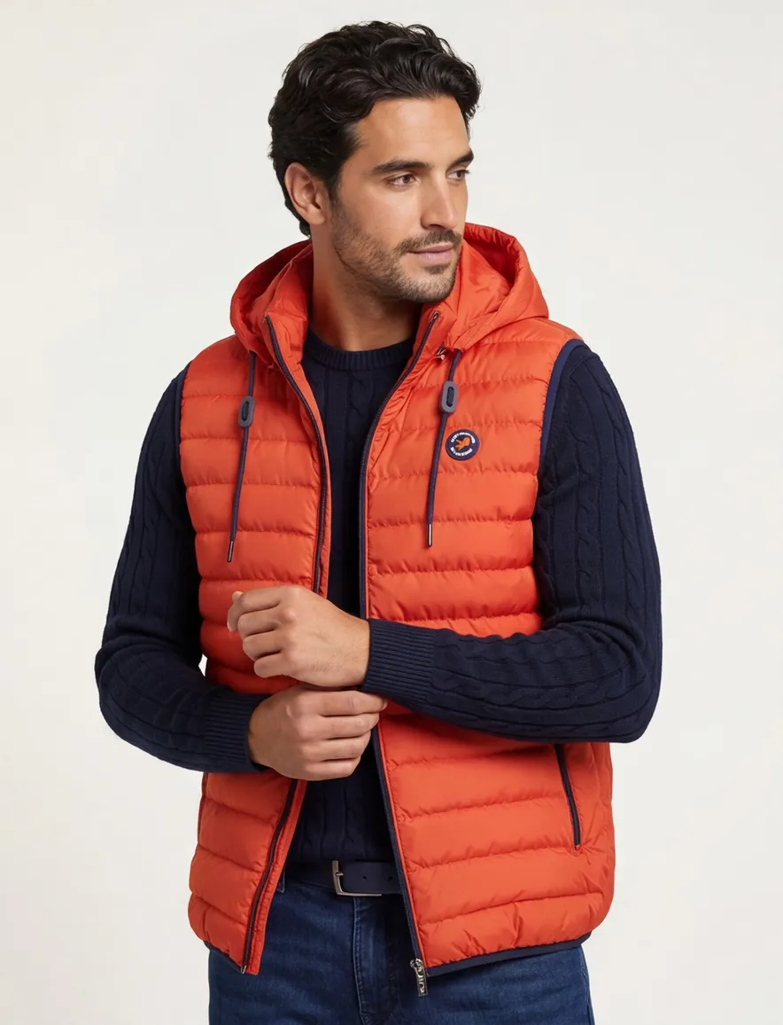 A Fish Named Fred bodywarmer oranje effen slim fit