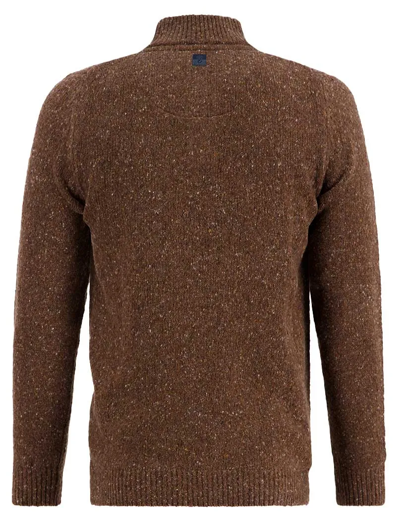 A Fish Named Fred trui bruin gebreid gemêleerd slim fit