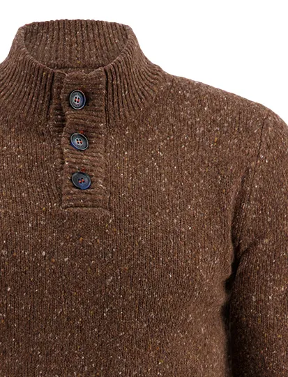 A Fish Named Fred trui bruin gebreid half zip slim fit