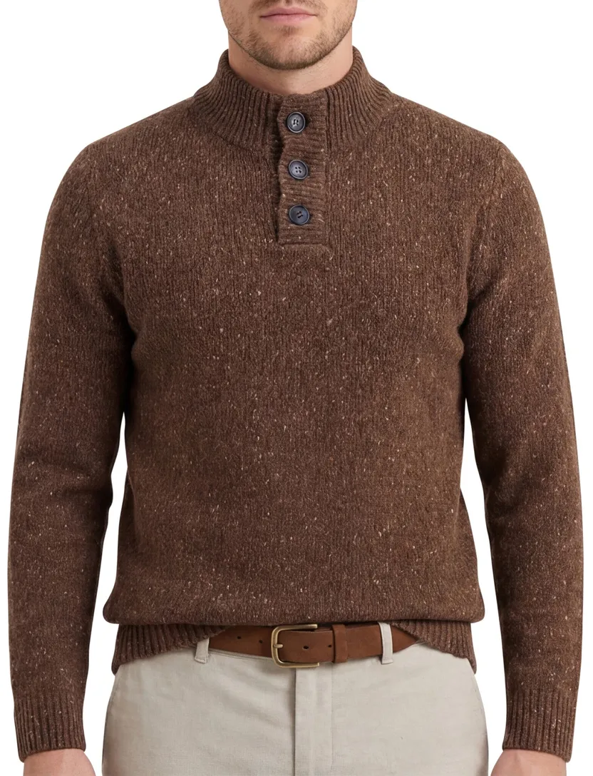 A Fish Named Fred trui bruin gebreid gemêleerd slim fit